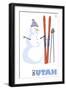 Utah, Snowman with Skis-Lantern Press-Framed Art Print