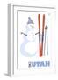 Utah, Snowman with Skis-Lantern Press-Framed Art Print