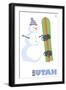 Utah, Snowman with Snowboard-Lantern Press-Framed Art Print