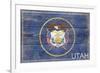 Utah State Flag - Barnwood Painting-Lantern Press-Framed Premium Giclee Print