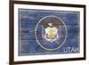 Utah State Flag - Barnwood Painting-Lantern Press-Framed Premium Giclee Print