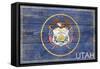 Utah State Flag - Barnwood Painting-Lantern Press-Framed Stretched Canvas