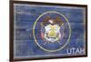 Utah State Flag - Barnwood Painting-Lantern Press-Framed Art Print