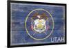 Utah State Flag - Barnwood Painting-Lantern Press-Framed Art Print