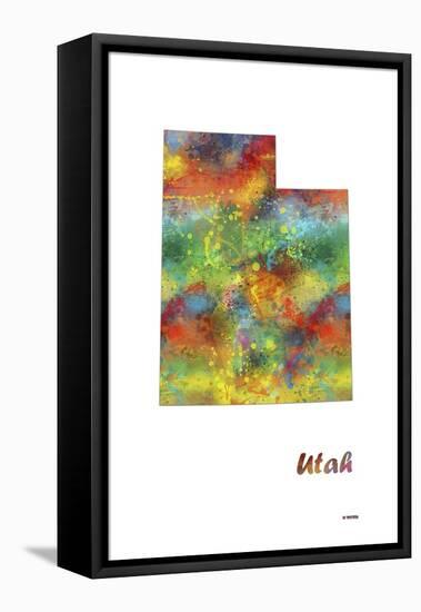 Utah State Map 1-Marlene Watson-Framed Stretched Canvas