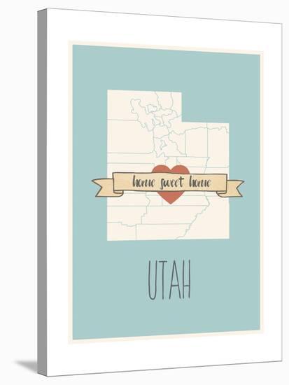 Utah State Map, Home Sweet Home-Lila Fe-Stretched Canvas