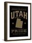 Utah State Pride - Gold on Black-Lantern Press-Framed Art Print