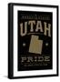 Utah State Pride - Gold on Black-Lantern Press-Framed Art Print