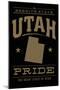 Utah State Pride - Gold on Black-Lantern Press-Mounted Art Print