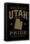 Utah State Pride - Gold on Black-Lantern Press-Framed Stretched Canvas