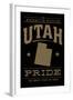 Utah State Pride - Gold on Black-Lantern Press-Framed Art Print