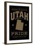 Utah State Pride - Gold on Black-Lantern Press-Framed Art Print