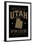 Utah State Pride - Gold on Black-Lantern Press-Framed Art Print