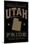 Utah State Pride - Gold on Black-Lantern Press-Mounted Art Print