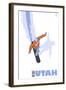 Utah, Stylized Snowboarder-Lantern Press-Framed Art Print