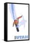 Utah, Stylized Snowboarder-Lantern Press-Framed Stretched Canvas