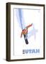 Utah, Stylized Snowboarder-Lantern Press-Framed Art Print