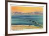 Utah - Train Crossing the Great Salt Lake, c.1937-Lantern Press-Framed Art Print