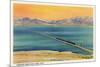 Utah - Train Crossing the Great Salt Lake, c.1937-Lantern Press-Mounted Art Print