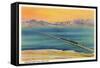 Utah - Train Crossing the Great Salt Lake, c.1937-Lantern Press-Framed Stretched Canvas