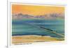 Utah - Train Crossing the Great Salt Lake, c.1937-Lantern Press-Framed Art Print