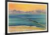 Utah - Train Crossing the Great Salt Lake, c.1937-Lantern Press-Framed Art Print