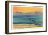 Utah - Train Crossing the Great Salt Lake, c.1937-Lantern Press-Framed Art Print