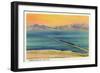 Utah - Train Crossing the Great Salt Lake, c.1937-Lantern Press-Framed Art Print