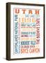 Utah - Typography-Lantern Press-Framed Art Print