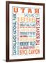 Utah - Typography-Lantern Press-Framed Art Print