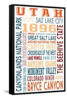Utah - Typography-Lantern Press-Framed Stretched Canvas