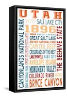 Utah - Typography-Lantern Press-Framed Stretched Canvas