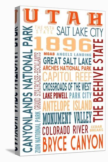 Utah - Typography-Lantern Press-Stretched Canvas