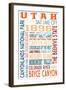 Utah - Typography-Lantern Press-Framed Art Print