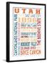 Utah - Typography-Lantern Press-Framed Art Print