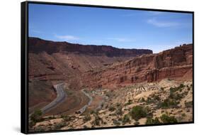 Utah, Us Route 191 and Zigzag Road Entering Arches National Park-David Wall-Framed Stretched Canvas