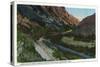 Utah - View of a Union Pacific Train Passing Through the Mountains Near Echo, c.1917-Lantern Press-Stretched Canvas