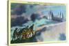 Utah, View of "Mormon" Pioneers Crossing the Plains to Salt Lake City-Lantern Press-Stretched Canvas