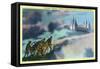 Utah, View of "Mormon" Pioneers Crossing the Plains to Salt Lake City-Lantern Press-Framed Stretched Canvas
