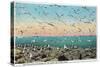 Utah, View of Sea Gulls Landing on the Great Salt Lake Shore-Lantern Press-Stretched Canvas