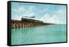 Utah, View of the Great Salt Lake Lucin Cut-off, Train on RR Bridge-Lantern Press-Framed Stretched Canvas