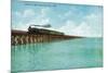 Utah, View of the Great Salt Lake Lucin Cut-off, Train on RR Bridge-Lantern Press-Mounted Art Print