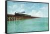 Utah, View of the Great Salt Lake Lucin Cut-off, Train on RR Bridge-Lantern Press-Framed Stretched Canvas