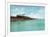 Utah, View of the Great Salt Lake Lucin Cut-off, Train on RR Bridge-Lantern Press-Framed Premium Giclee Print