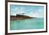 Utah, View of the Great Salt Lake Lucin Cut-off, Train on RR Bridge-Lantern Press-Framed Premium Giclee Print