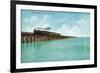 Utah, View of the Great Salt Lake Lucin Cut-off, Train on RR Bridge-Lantern Press-Framed Premium Giclee Print