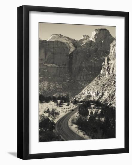 Utah, Virgin, Traffic on the Zion-Mt, Carmel Highway, Winter, USA-Walter Bibikow-Framed Photographic Print