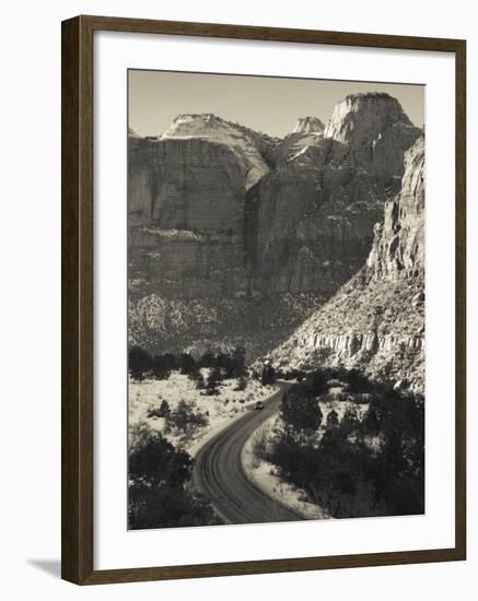 Utah, Virgin, Traffic on the Zion-Mt, Carmel Highway, Winter, USA-Walter Bibikow-Framed Photographic Print