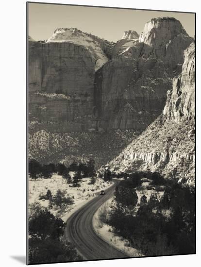 Utah, Virgin, Traffic on the Zion-Mt, Carmel Highway, Winter, USA-Walter Bibikow-Mounted Photographic Print