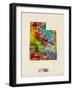 Utah Watercolor Map-Michael Tompsett-Framed Art Print